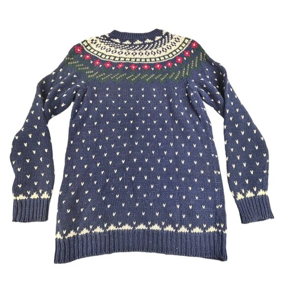 Vtg Illustrations Sweater Knit M Hong Kong Cabin Fever Fair Isle Hearts - Picture 2 of 6